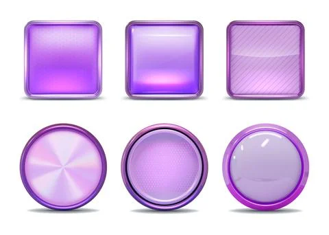 3d button. Square rectangle glass frame, round glossy metal ui panel or イラスト素材