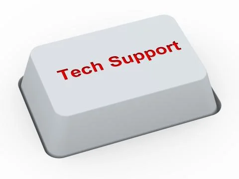 3d button tech support Illustrazione stock
