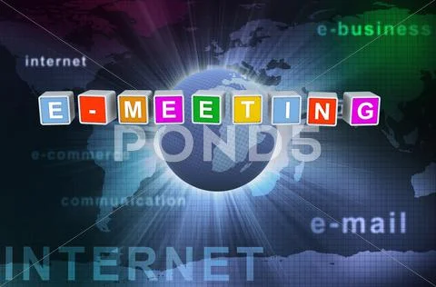 3d buzzword text e-meeting Stock Illustration