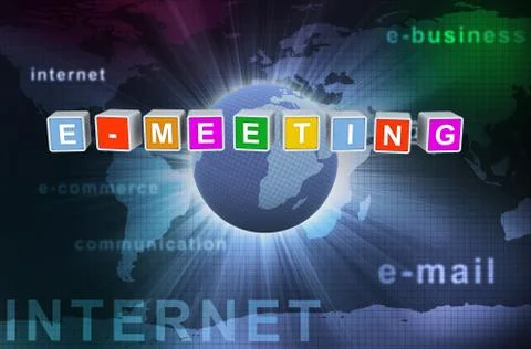 3d buzzword text e-meeting Stock Illustration