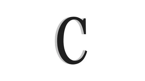 3d C letter logo loopable black color white background 스톡 일러스트