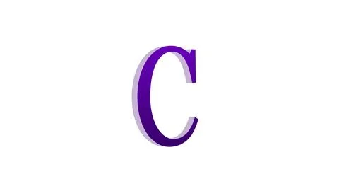 3d C letter logo loopable purple color white background Stock Illustration