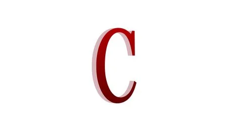 3d C letter logo loopable red color white background Illustrazione stock