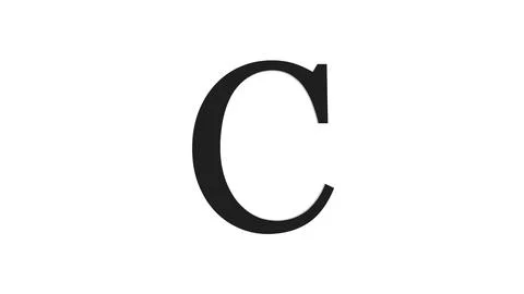 3d C letter logo loopable rotated black color white background Stock Illustration
