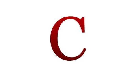 3d C letter logo loopable rotated red color white background Stock Illustration