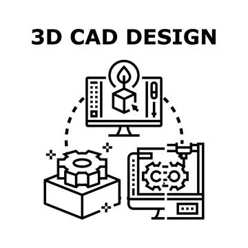 3d cad design concept engineering technology process イラスト素材