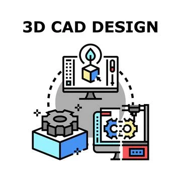 3d cad design concept engineering technology process 스톡 일러스트