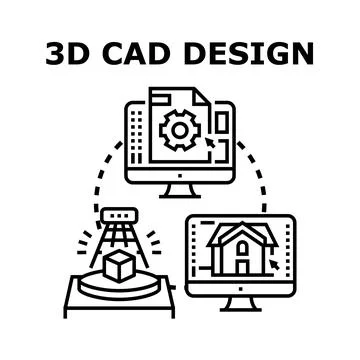 3d cad design engineering and architectural planning Stock Illustration