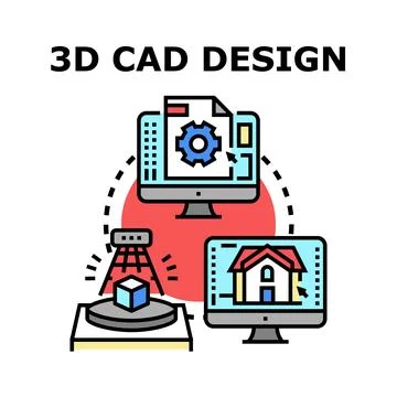 3d cad design engineering and architectural planning Stock Illustration