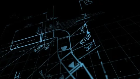 3D CAD Engineering Blueprint and Technical HVAC Duct Blueprint Design Asset Stock Footage 342018784