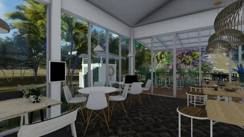 3D CAFE house style model Stock Illustration