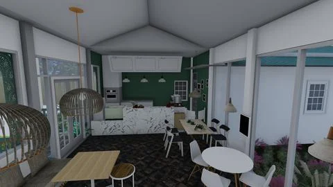 3D Cafe style house model. Stock Illustration