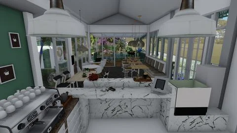 3D Cafe style house model. Stock Illustration