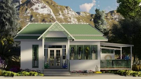 3D Cafe style house model. Stock Illustration