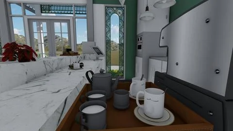 3D Cafe style house model. Stock Illustration