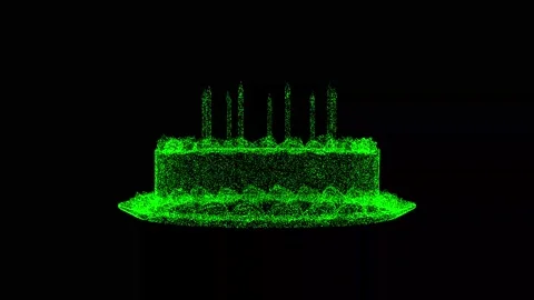 3D Cake with candles rotates on black background. Festive concept. Birthday Cake Stock Footage 265239086