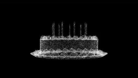 3D Cake with candles rotates on black background. Festive concept. Birthday Cake Stock Footage 265239089