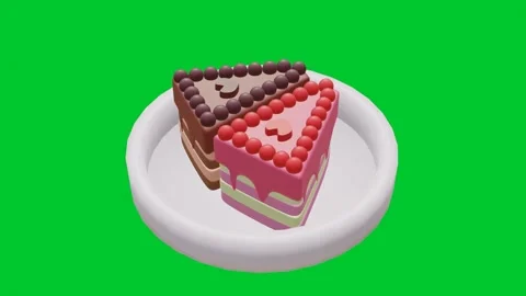 3D Cake Slices Rotating on Plate with Green Screen Background Stock Footage 310662065