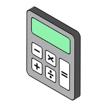 3D Calculator icon, mathematics web button vector illustration. Internet webs Illustrazione stock