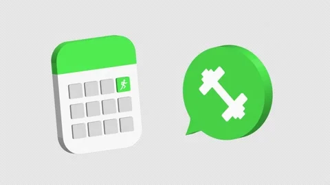 3d calendar and bubble notification pop up animation with gym icon symbol Video stock 234578079