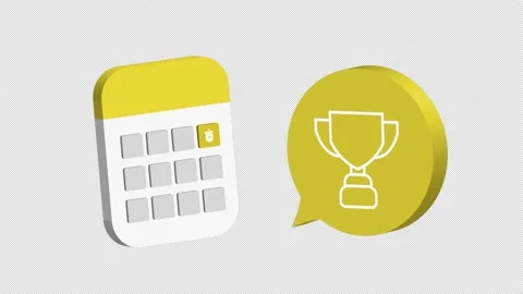 3d calendar and bubble notification pop up animation with tournament icon Video stock 234603626