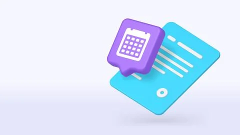3d calendar and document for event planning and time management. Cartoon vect Illustrazione stock