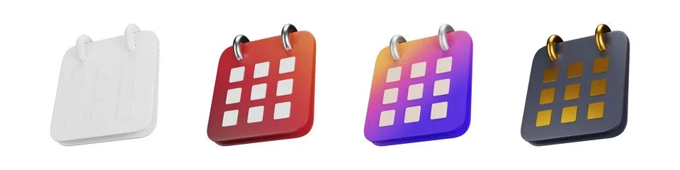 3D calendar creative schedule graphics and icons pack 스톡 일러스트