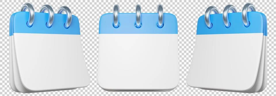 3D calendar icon with empty blank white pages Stock Illustration