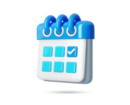 3D calendar icon, event planner with check mark Stock Illustration