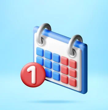 3d calendar icon with notification badge Stock Illustration
