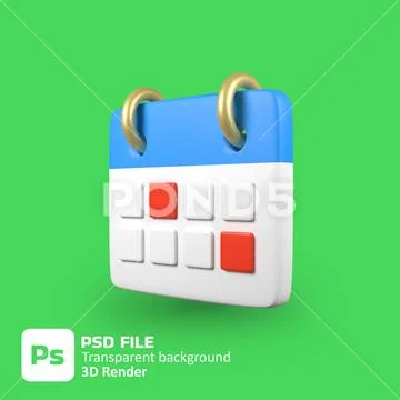 3d calendar icon PSD Template