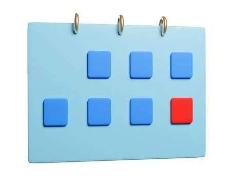3D calendar isolated on white background. 3D rendering Stock Illustration