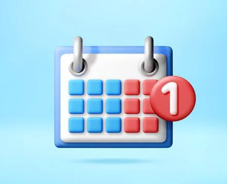 3d calendar with notification badge Stock Illustration