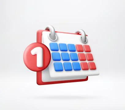 3d calendar with number one notification bubble イラスト素材