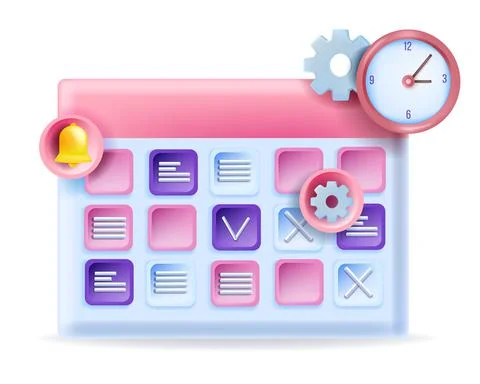 3D calendar schedule illustration, vector appointment plan concept Illustrazione stock