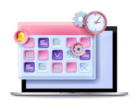 3D calendar schedule planning concept vector online event agenda illustration Illustrazione stock