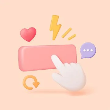 3D Call-To-Action Button With Hand Icon Ilustración de archivo