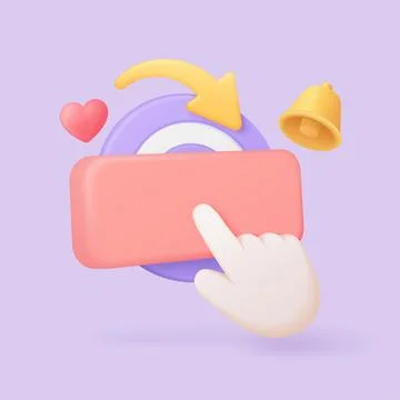 3D Call-To-Action Button With Hand Icon Ilustración de archivo
