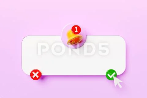 3d call alert icon with white box for design on pink background. Alert ...