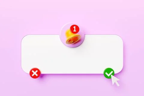 3d call alert icon with white box for design on  pink background. Alert 3d co イラスト素材