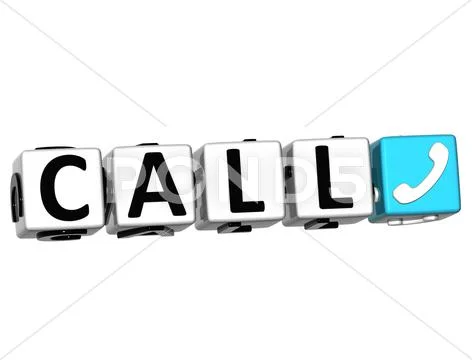 3d call button click here block text Stock Illustration