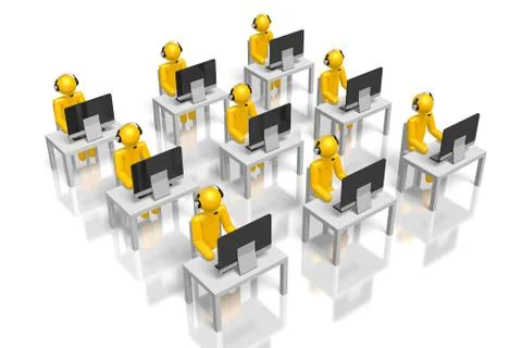 3D call center concept Stock Illustration