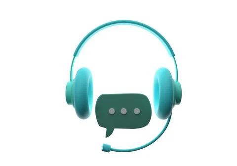 3D call center customer service icon helpdesk chat phone contact bubble Stock Illustration