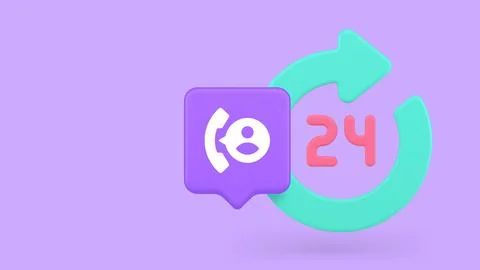 3d call center icon with 24-hour support symbol for customer service concepts Stock Illustration