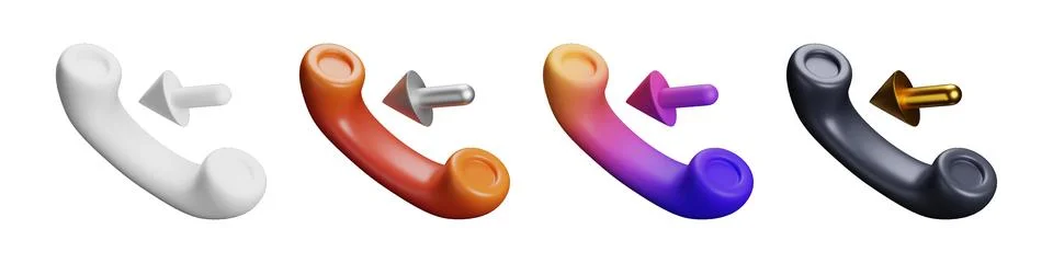 3D call in creative communication graphics and icons pack 스톡 일러스트