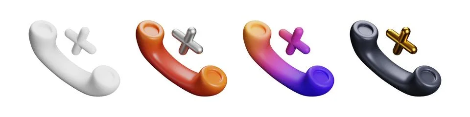 3D call end creative communication graphics and icons pack 스톡 일러스트