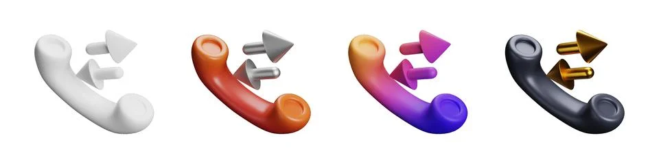 3D call missed creative communication graphics and icons pack Stock Illustration
