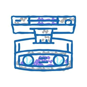 3d camera with face id technology icon doodle illustration 스톡 일러스트
