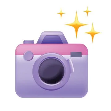 3D camera icon, vector photo gadget clipart, cartoon hobby photocamera symbol 스톡 일러스트