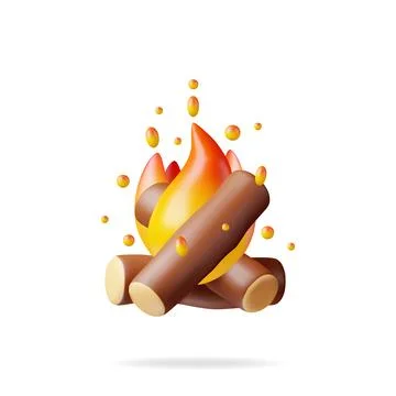 3d Campfire in Cartoon Style Stock Illustration